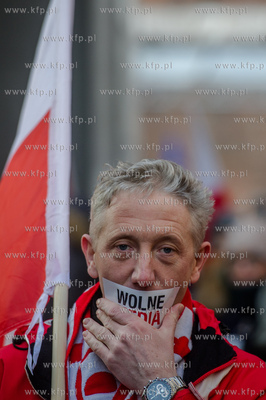 Gdansk. Manifestacja w obronie Wolnych Mediow zorganizowana...