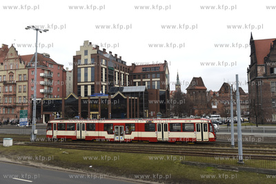 Gdańsk. Węzeł Okopowa. Tramwaj  Duwag N8c Dortmund...