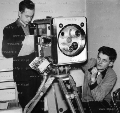 Kamera w pierwszym studio gdanskiej telwizji. 12.1958...