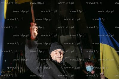 Stand With Ukraine. Wiec poparcia dla Ukrainy na placu...