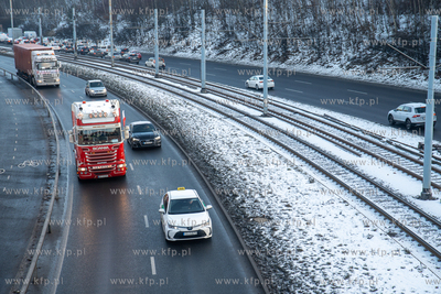 Aleja Armii Krajowej w Gdańsku. Protest przewoźniów...