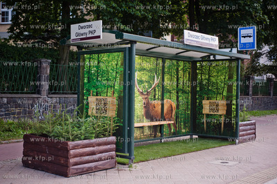 Gdansk. Wiata przystanku autobusowego Dworzec Glowny...