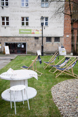 Gdansk. Plac T. Polaka. Briefing prasowy poprzedzajacy...