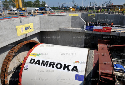 Gdansk, ul. Ku Ujsciu. Chrzest maszyny TBM, ktora otrzymala...