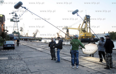 Tereny Stoczni Gdanskiej. Plan zdjeciowy filmu Uklad...