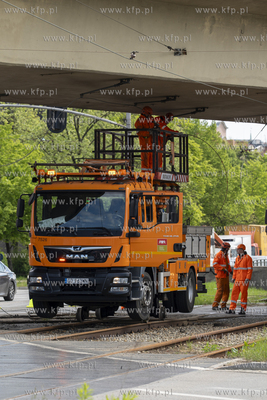Gdańsk. Zerwana tramwajowa linia trakcyjna na wysokości...