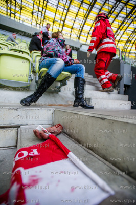 Gdansk. Stadion PGE Arena. Cwiczenia grup ratownikow...