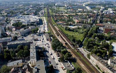 Gdansk Wrzeszcz z lotu ptaka. Okolice Dworca PKP, Po...