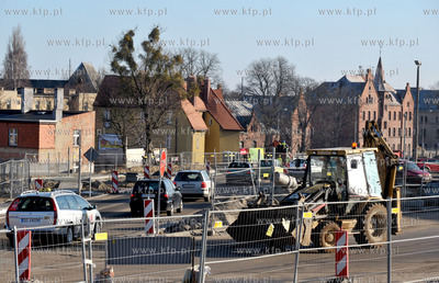 Prace budowlane na Trasie Slowackiego w okolicy ul....