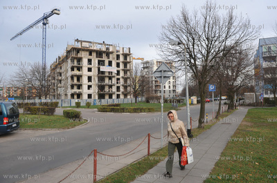Gdansk Zaspa. Budowa przez firme Gorski nowych domow...