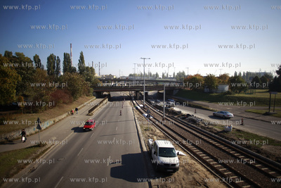 Gdansk. Remont torowiska tramwajowego w okolicach Wezla...