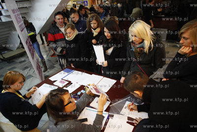 Gdansk. Budynek Not. Precasting do programu telewizji...
