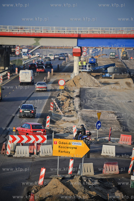 Gdansk. Budowa wezla drogowego Karczemki i trasy WZ....