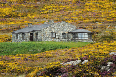 Irlandia, Kinvara. Dom z kamienia nad zatoka Galway...