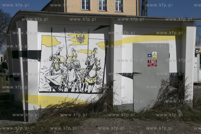 Mural Bitwa pod Grunwaldem na stacji niskiego napięcia...