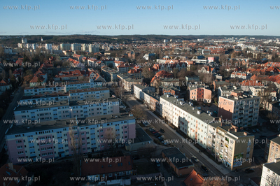Gdańsk Wrzeszcz. Widok z podnośnika z Komendy Wojewódzkiej...