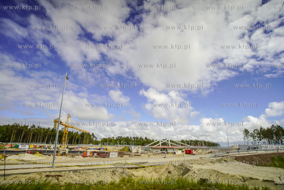 Mierzeja Wiślana. Prace w miejscu budowy przekopu,...