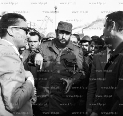 Wizyta przywodcy Kuby Fidela Castro w Gdansku. Nz....