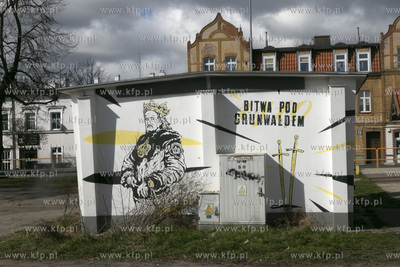 Mural Bitwa pod Grunwaldem na stacji niskiego napięcia...
