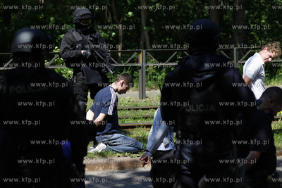 Gdansk Stogi. Cwiczenia ZKM, Policji, Strazy Pozarnej...