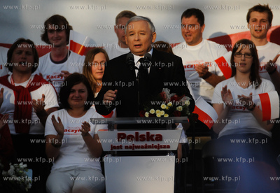 Gdansk. Targ Rybny. Wiec wyborczy Jaroslawa Kaczynskiego,...