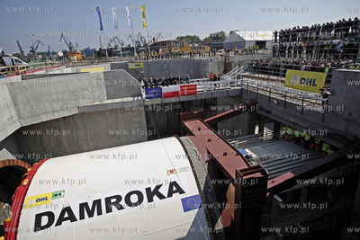 Gdansk. Symboliczne uruchomienie maszyny TBM Damroka,...