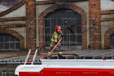Pożar hali dawnych Zakładów Naprawczych Taboru Kolejowego...