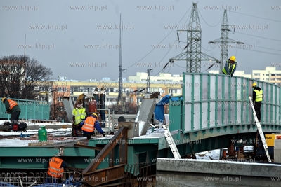 Gdansk. Budowa wiaduktu nad torami wzdłuż ul. Kościuszki,...