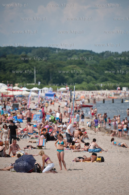 Sopot. Tlumy turystow, podczas slonecznego i goracego...