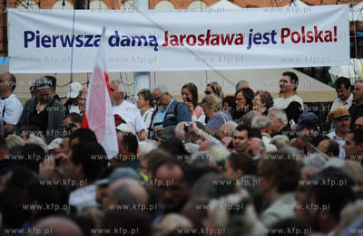 Gdansk. Targ Rybny. Wiec wyborczy Jaroslawa Kaczynskiego,...