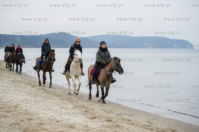 Sobotnia przejazdzka konna po plazy w Sopocie.
07.03.2015
fot....