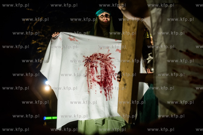 Gdańsk. Plac przed Złota Bramą. XII Misterium Męki...