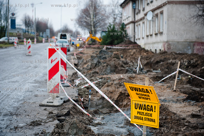 Slupsk. Remontowana i modernizowana ulica Grunwaldzka,...