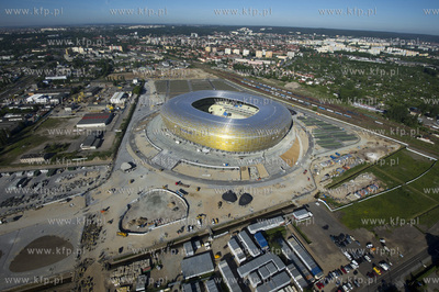 Gdansk, budowa stadionu PGE Arena z lotu ptaka. 06.06.2011...