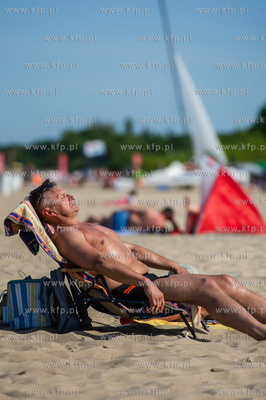 Upalny, bardzo sloneczny, sobotni dzien na plazy i...