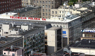 Warszawa z tarasu widokowego na 30 pietrze Palacu Kultury...