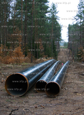 Budowa gazociagu Bytow - Slupsk. Nz. prace w okolicach...