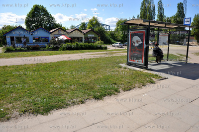Gdansk Zaspa. Przystanek autobusowy na ul. Hynka, w...