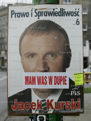 Wybory parlamentarne. Plakat wyborczy Jacka Kurskiego...