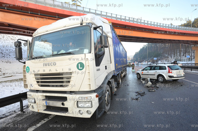 Karambol na trojmiejskiej obwodnicy na wysokosci zjazdu...