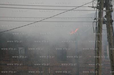 Pozar budynku przy ul. Starowiejskiej 11 w Gdansku-Letnicy....