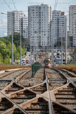 Gdańsk,Migowo. Widok z przystaneku tramwajowy Migowo...