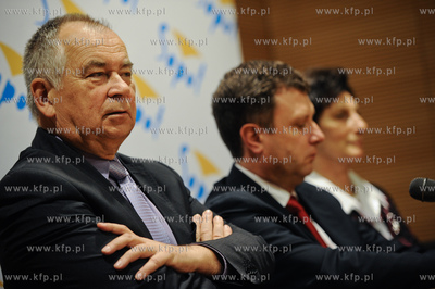 Gdansk. Ergo Arena.Konferencja prasowa Delegacji Miedzynarodowej...