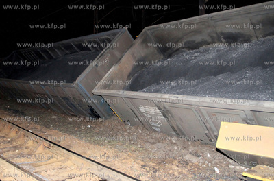 Gdansk, Wrzeszcz. Wykolejenie 8 wagonow z weglem, pociagu...