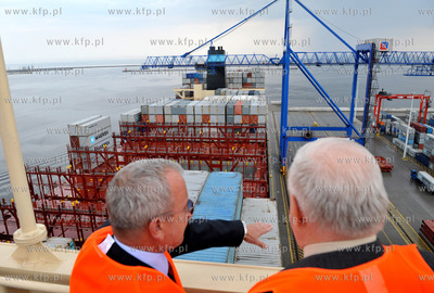 Terminal DCT w Gdansku. Prezydent Lech Walesa, z Prezydentem...