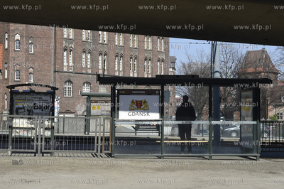 Gdańsk. Przystanek tramwajowy Okopowa. 05.04.2019...