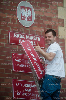 Gdansk. Nowy Ratusz. Plan zdjeciowy serialu pt. Prawo...