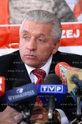 Konferencja z udzialem lidera Samoobrony Andrzeja Leppera,...