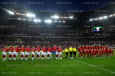 Gdansk. PGE Arena. Mecz towarzyski Polska- Dania. ...