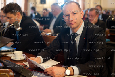 Gdansk. Nowy Ratusz. Nz radny PO Lech Kazmierczyk....